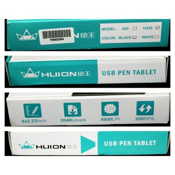 Huion H420 Black USB Drawing Graphic Pen Tablet Gray Felt Carrying Case Signing - Picture 12 of 12